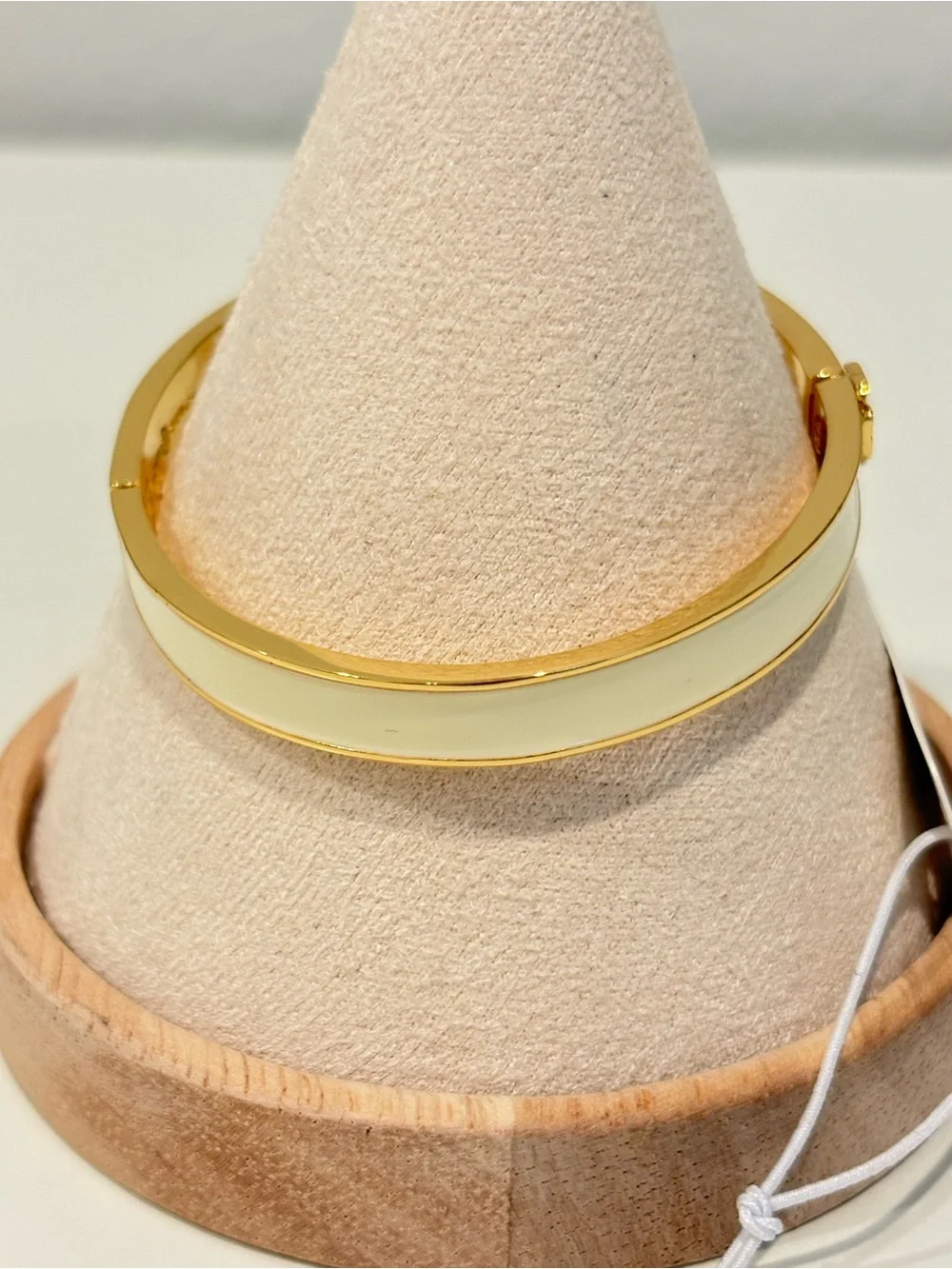 Tory Burch Gold-Tone Bangle with Cream Enamel Logo